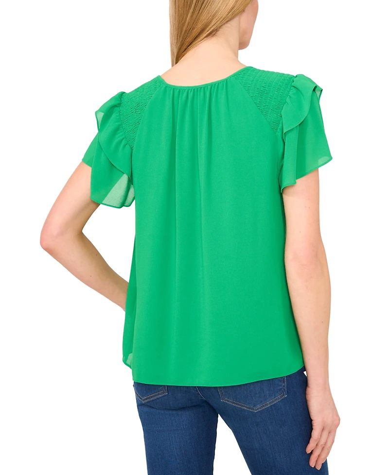 CeCe Women's Tie-Neck Tiered-Ruffle-Sleeve Blouse