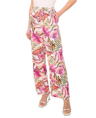 CeCe Women's Tie-Waist Wide-Leg High-Rise Pants