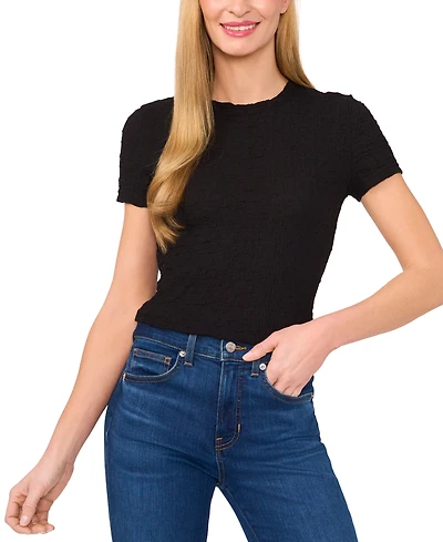 CeCe Women's Short-Sleeve Puckered-Knit Baby T-Shirt