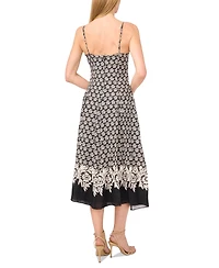 CeCe Women's Printed Sleeveless A-Line Midi Dress