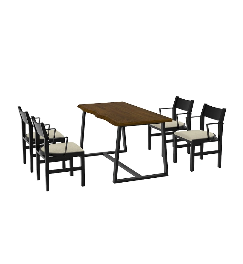 4-Person Dining Table Set with Chairs and Bench-Irregular Design Wood-4