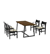 4-Person Dining Table Set with Chairs and Bench-Irregular Design Wood-4