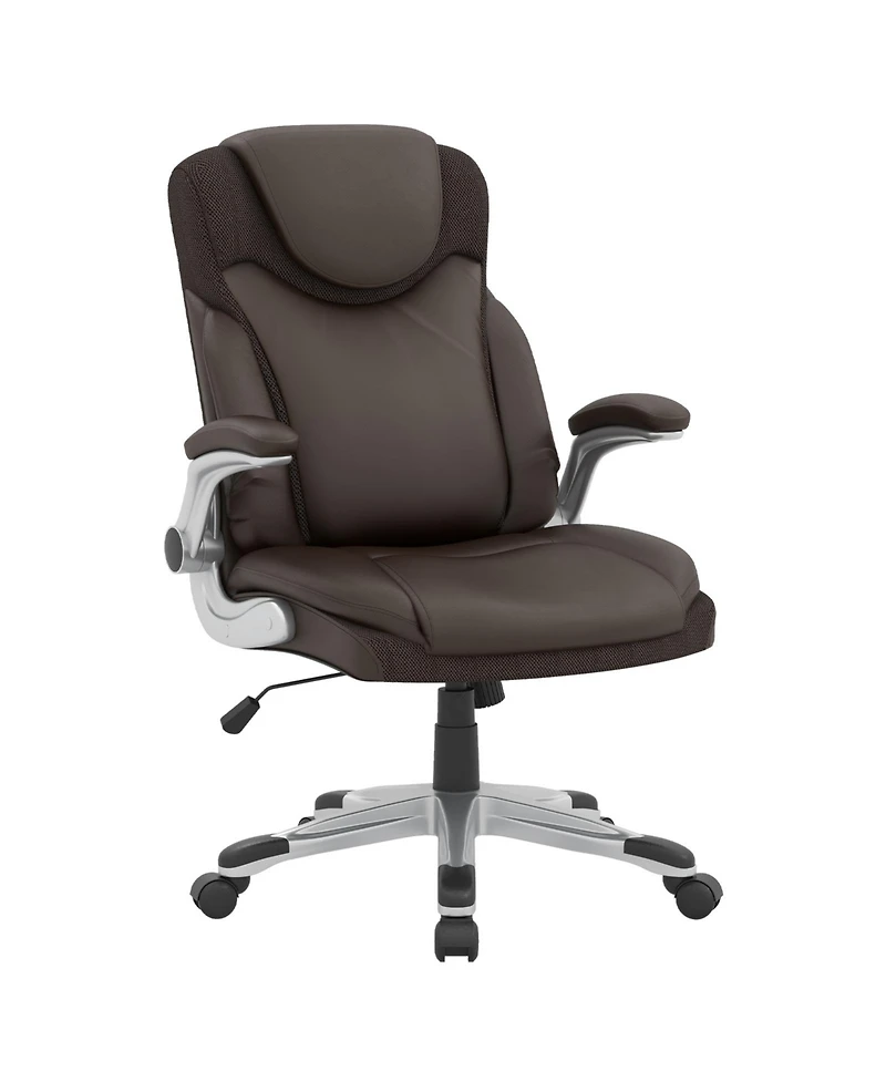 Ergonomic Office Pu Leather Executive Chair with Flip-up Armrests and Rocking Function