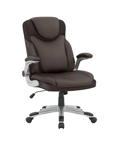 Ergonomic Office Pu Leather Executive Chair with Flip-up Armrests and Rocking Function
