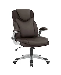 Ergonomic Office Pu Leather Executive Chair with Flip-up Armrests and Rocking Function
