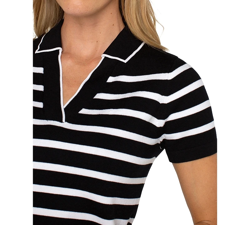 Liverpool Los Angeles Women's Short-Sleeve Striped Sweater