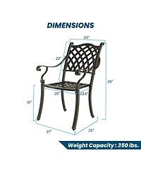 Mondawe Outdoor Cast Aluminum Dining Armchair