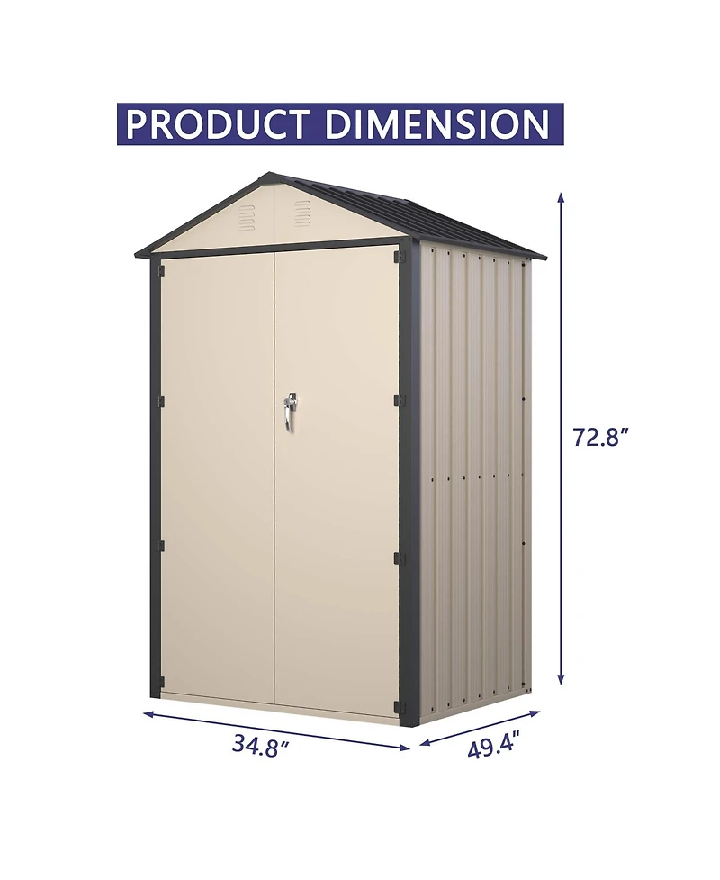 6x4 Ft Outdoor Storage Shed, Steel Metal Lockable Garden Shed, Tiny House, Utility Shed, Lean-to Shed & Outdoor Storage