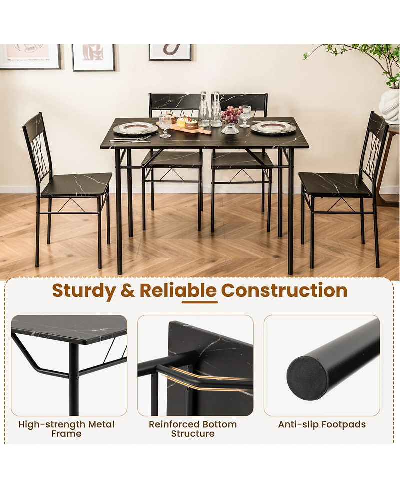 5-Piece Dining Table Set for 4 with Kitchen and Chairs