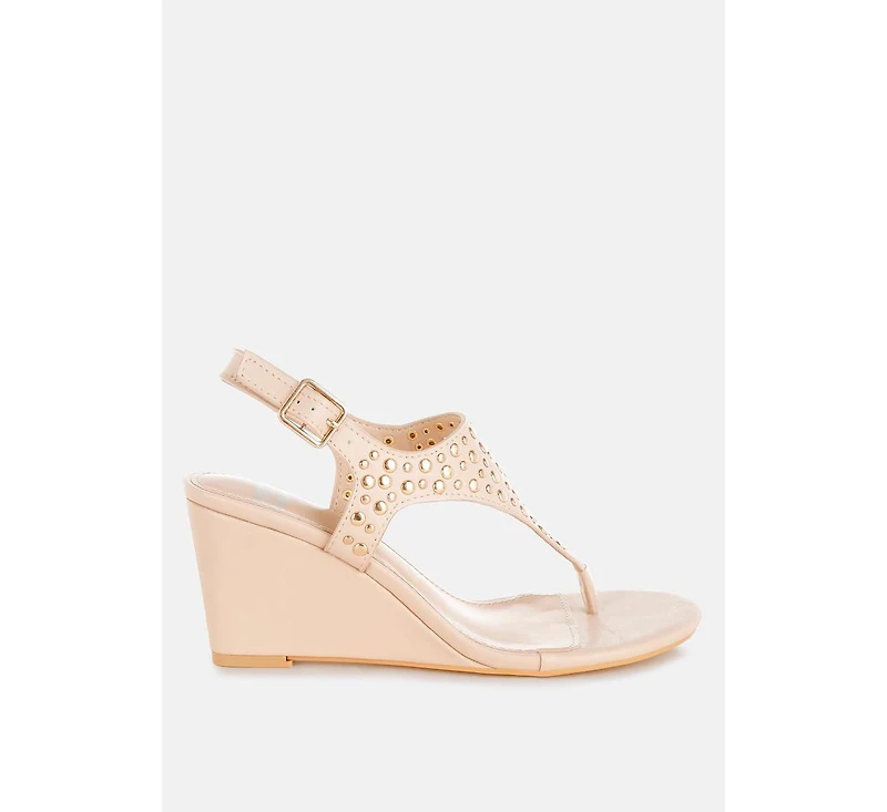 Sappho Studded Thong Toe Wedges