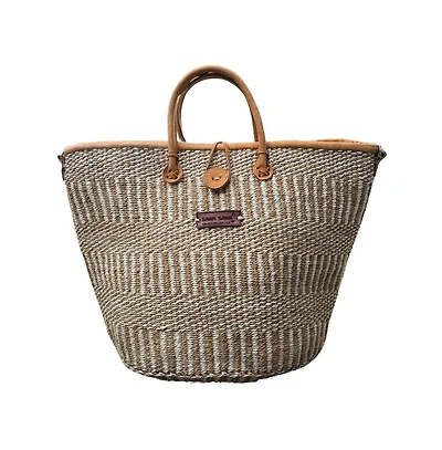 Earth Stripes Handmade Sisal Market Tote Bag