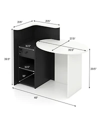 Reception Office Desk with Open Shelf and Lockable Drawer