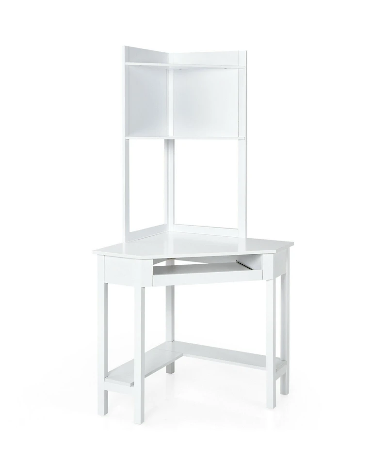 Corner Computer Desk with Hutch and Storage Shelves