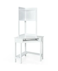 Corner Computer Desk with Hutch and Storage Shelves
