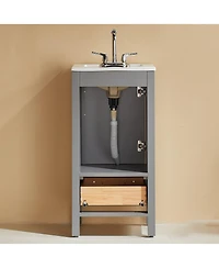 Casainc Fully Assembled 18" Freestanding Single Bathroom Vanity with 2 Handles Sets