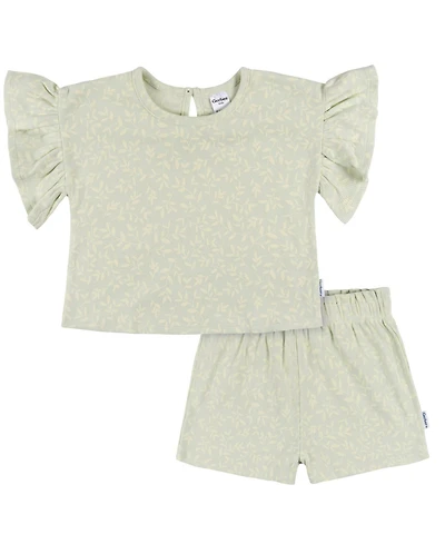 Gerber Baby Girls 2-Piece Shirt and Shorts Set, Pink Flower, 18 Months