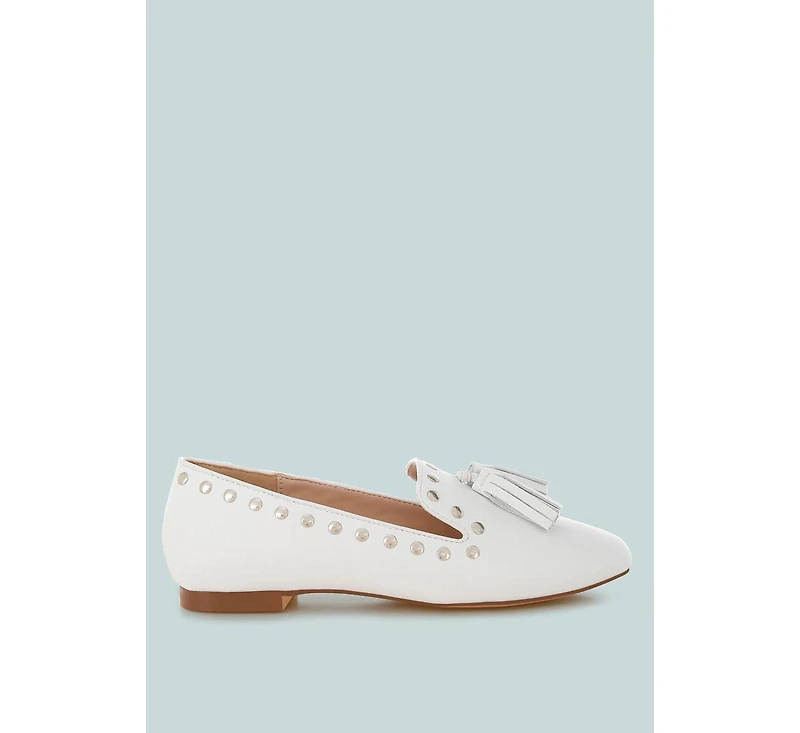 Philoha Studs & Tassels Detail Flat Loafers