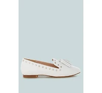 Philoha Studs & Tassels Detail Flat Loafers