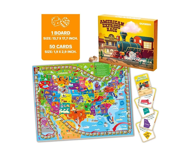 Quokka 3X Set Learning Board Games for Kids 6-8 - Educational Trivia Cards Ages 8-12