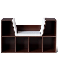6-Cubby Kid Storage Bookcase Cushioned Reading Nook