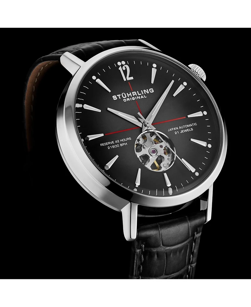 Stuhrling Mens 1021 Quasar Skeleton Automatic 42mm Watch