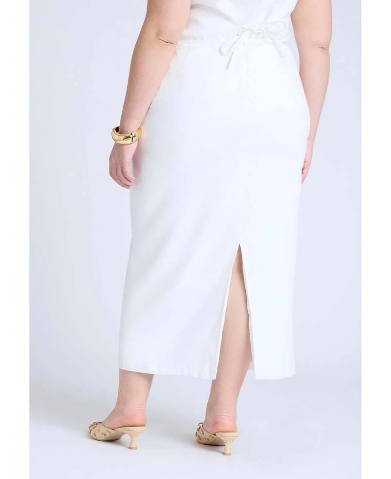 Eloquii Women's Linen Blend Column Skirt