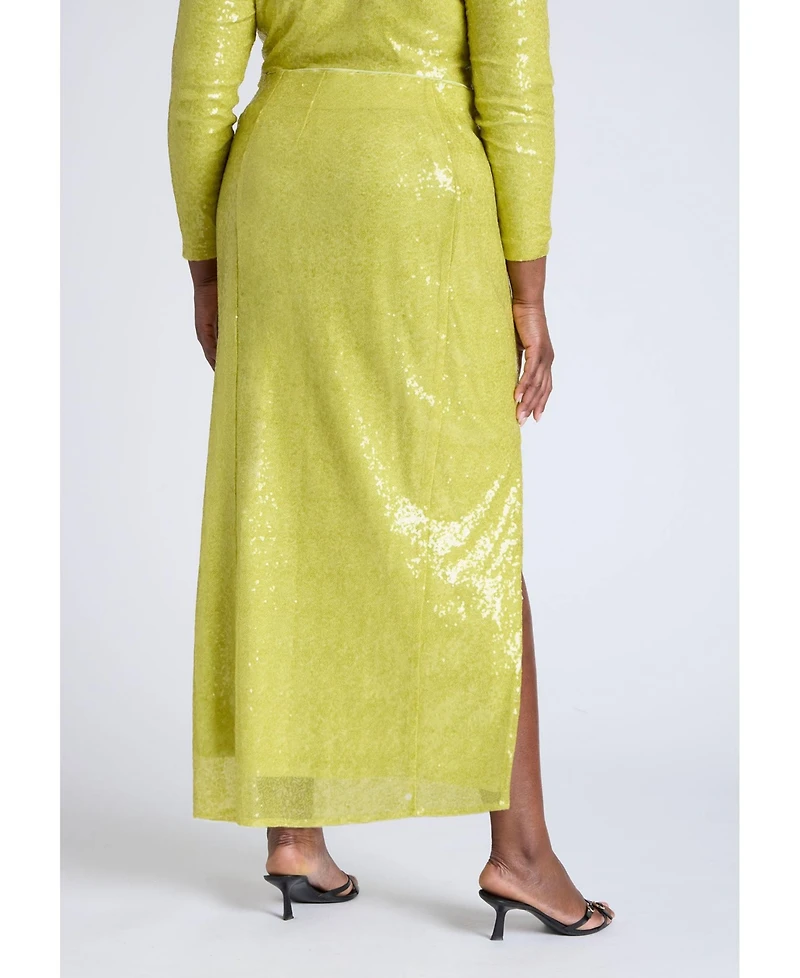 Eloquii Women's Sequin Column Midi Skirt