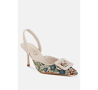 Miraya Embroidered Buckle Detail Stiletto Heels