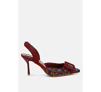 Miraya Embroidered Buckle Detail Stiletto Heels