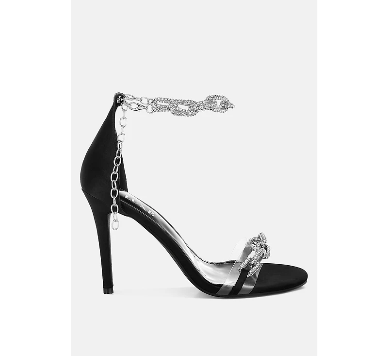 Rabenda Rhinestones Chain Stiletto Sandals