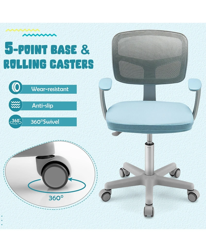 Adjustable Desk Chair with Auto Brake Casters for Kids