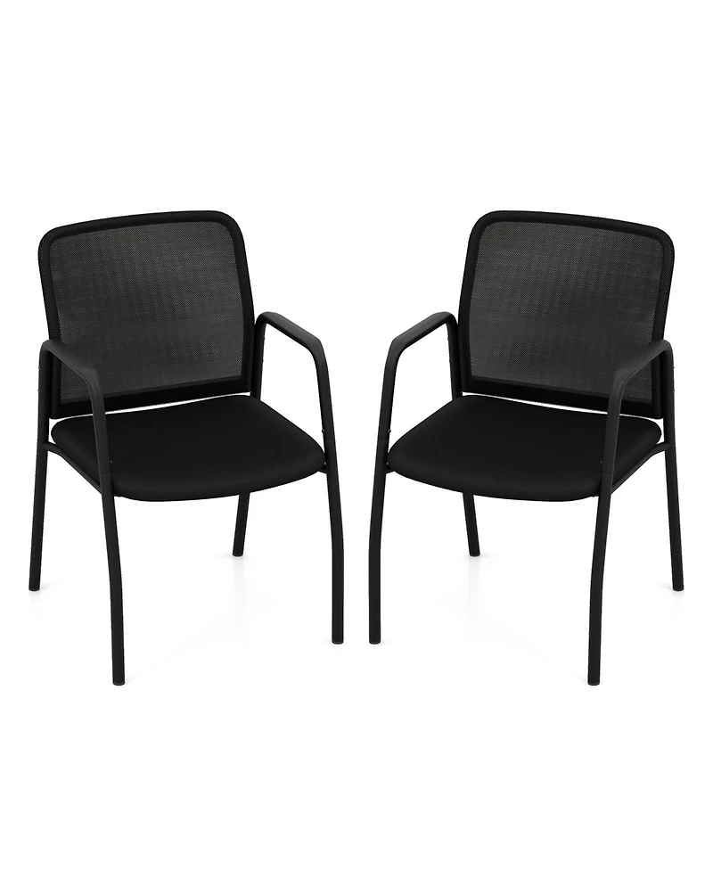 Waiting Room Chair Set of 2 Office Guest Chairs with Ergonomic Mesh Backrest