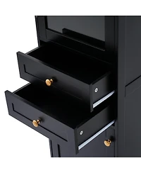 Casainc 63" Tall Bathroom Storage Cabinet with Glass Doors Two Drawers and Adjustable Shelves, Mdf Board Assembly Required
