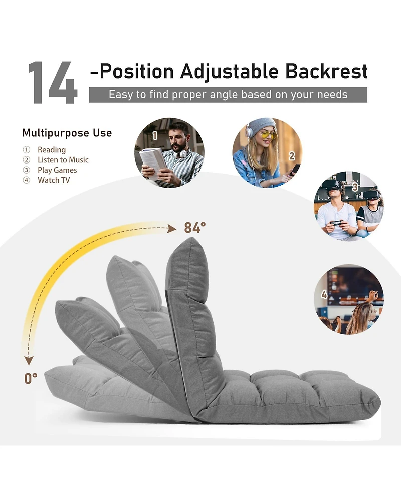 14-Position Adjustable Folding Lazy Gaming Sofa