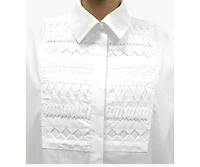 Stella Carakasi Women's Cotton Poplin Button-Front Unique Handmade Bib Pitch Perfect Tunic