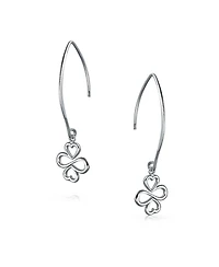 Bling Jewelry Ayllu Amulet Talisman Inspirational Intertwine Symbol Flower Infinity Clover Wire Threader Earrings For Women .925 Sterling Silver