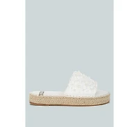 Yakna Pearl Embellished Woven Flats
