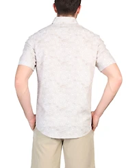 Tailorbyrd Big & Tall Batik Print Linen Short Sleeve Shirt