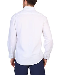 Tailorbyrd Men's Solid Linen Blend Long Sleeve Shirt Light Blue by