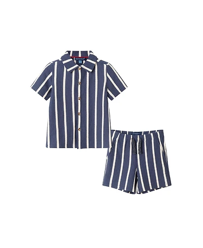 Andy & Evan Toddler Boys Toddler/Child Palm Stripe Print Linen Buttondown Set
