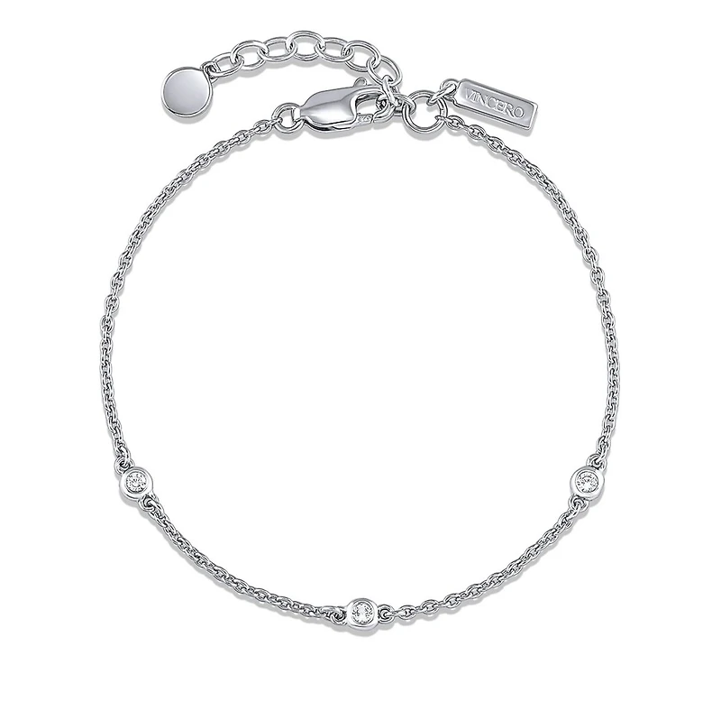 Vincero Women's Sapphire Trio Rolo Chain Bracelet – Sterling Silver Finish