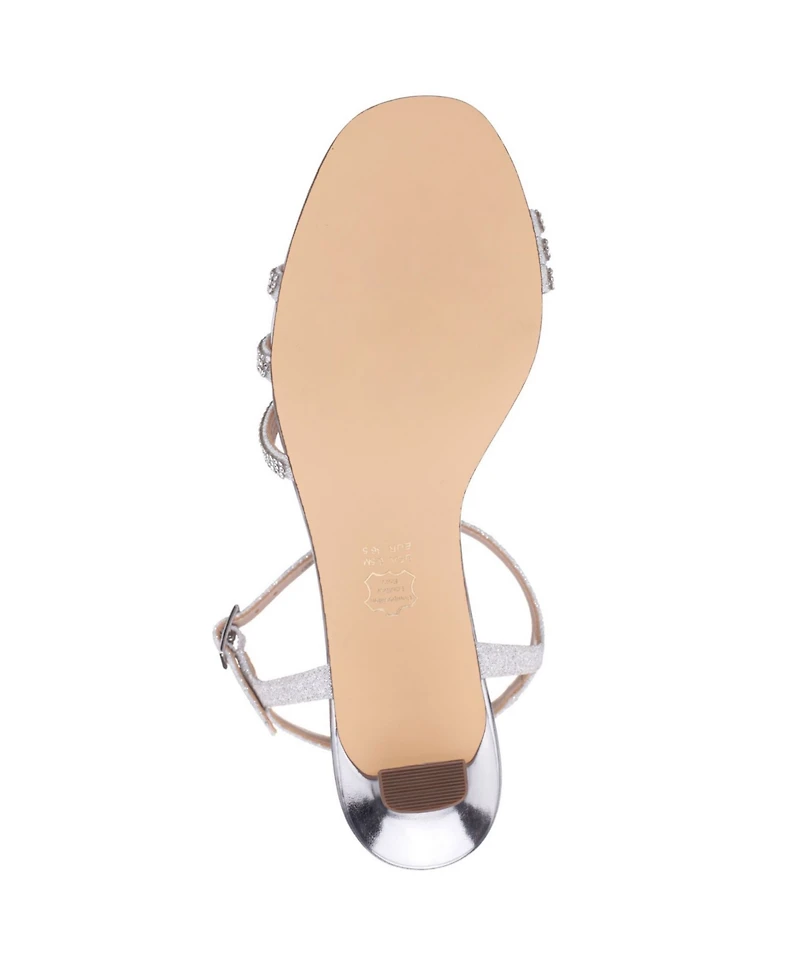 Nina Women's Bettany Mid Heel Crytal Asymmetrical Straps