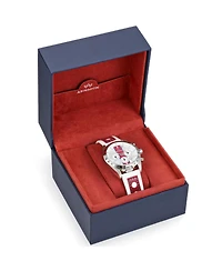 Abingdon Co. Women's Jordan Chronograph Multifunctional Victory Red Leather Strap Watch, 40mm