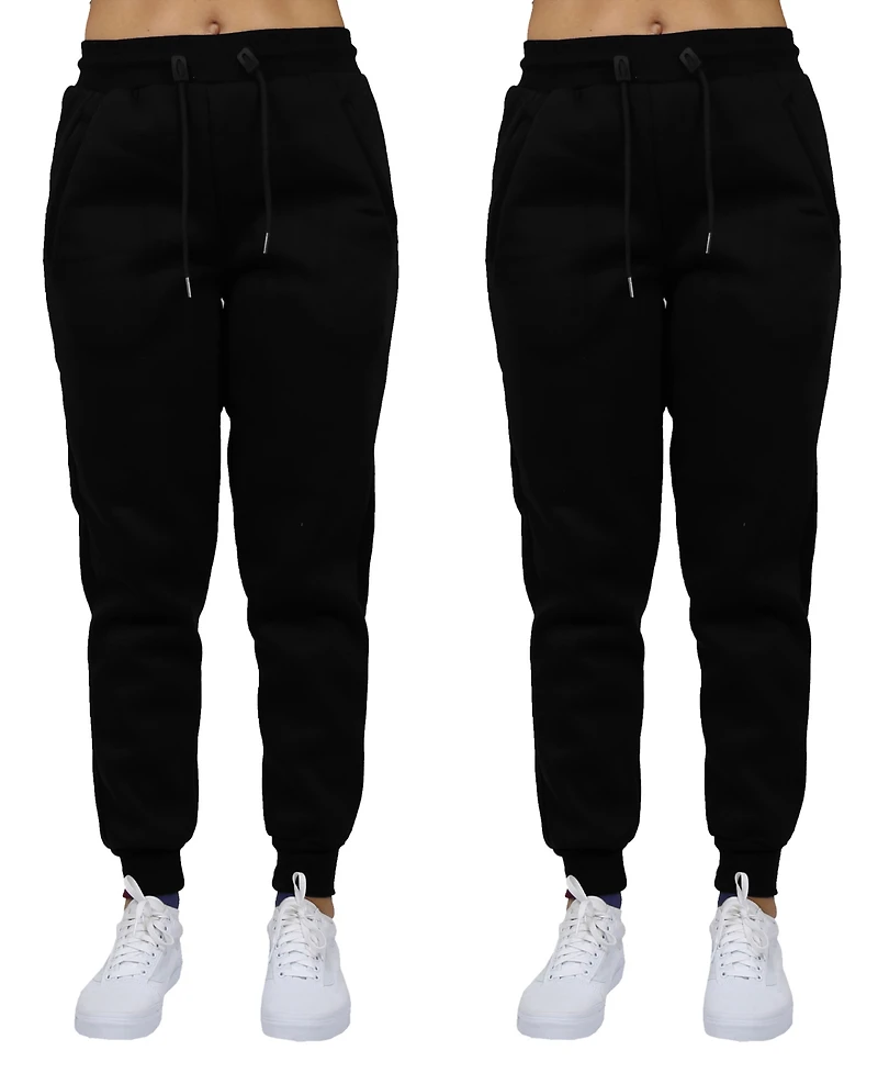 Galaxy By Harvic Women's Loose Fit Fleece Lined Jogger Sweatpants-2 Pack