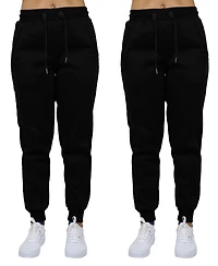 Galaxy By Harvic Women's Loose Fit Fleece Lined Jogger Sweatpants-2 Pack