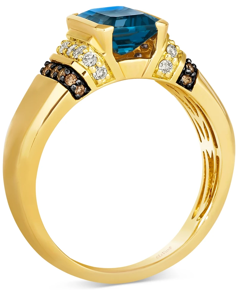 Le Vian Men's London Blue Topaz (2-1/2 ct. t.w.) & Diamond (1/3 ct. t.w.) Statement Ring in 14k Yellow Gold