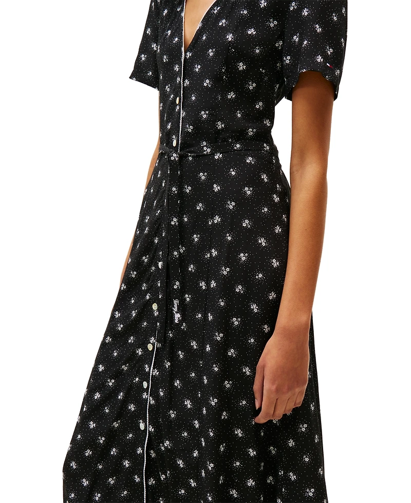 Tommy Jeans Women's Floral-Print Picot-Trim Shirtdress