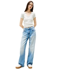 Tommy Jeans Women's Slim-Fit Essential Ribbed V-Neck Tee