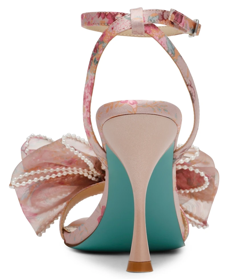 Betsey Johnson Women's Fawn Mesh Bow Heeled Sandals