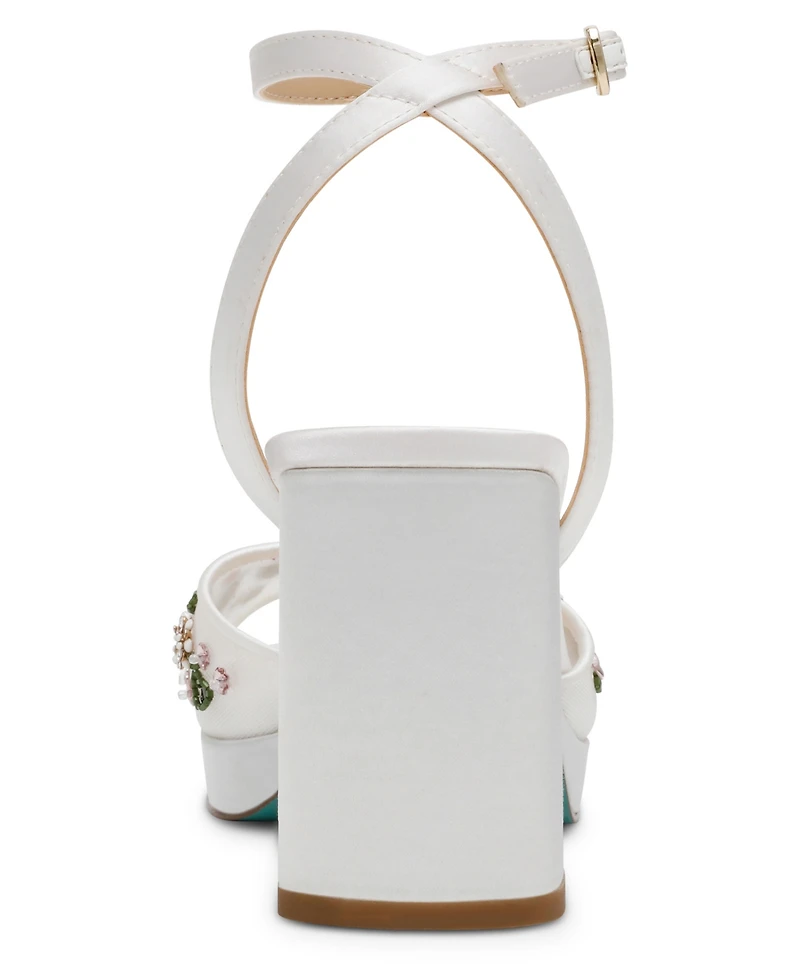 Betsey Johnson Women's Kirra Floral Beaded Platform Dress Sandals